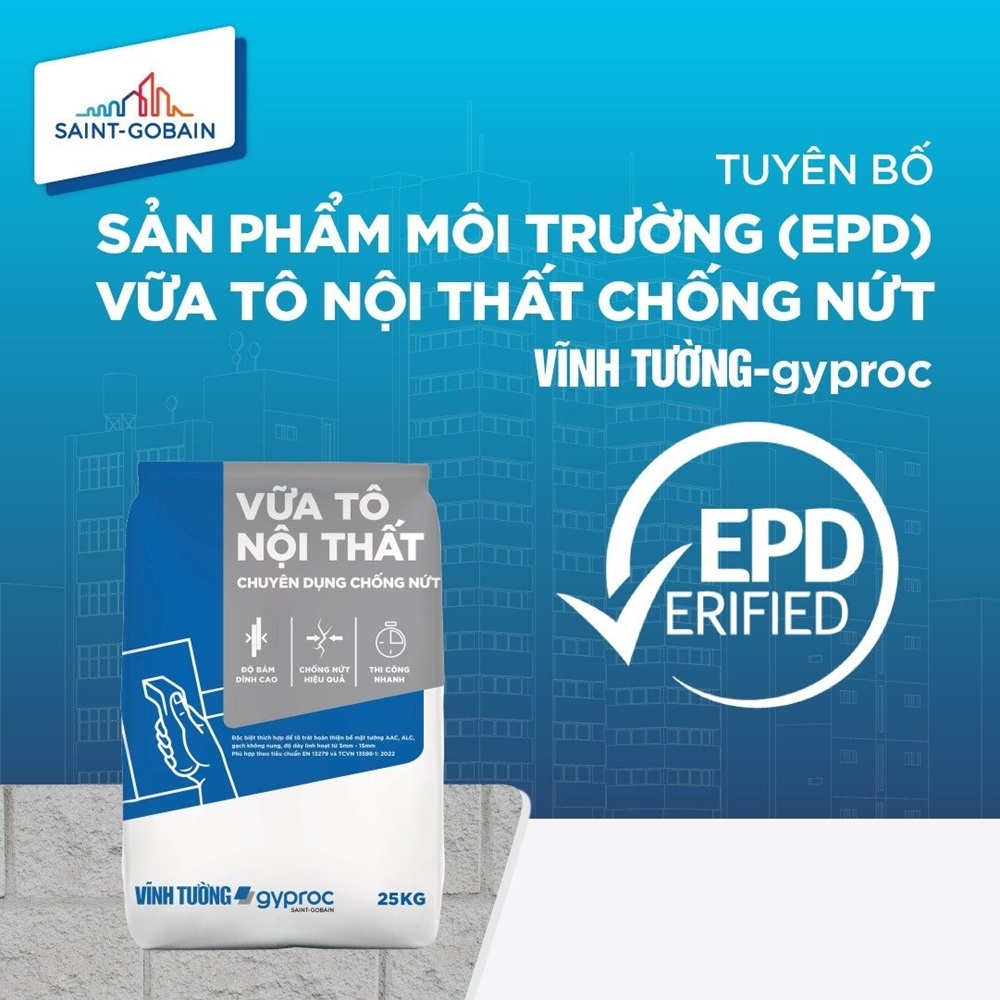 Vữa tô nội thất chống nứt Vĩnh Tường-Gyproc ngăn chặn triệt để tường nứt, bộp 2