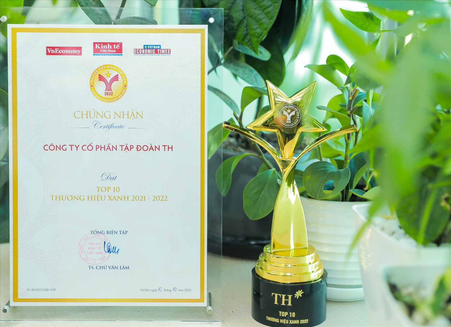 Tập đoàn TH đạt Top 10 Thương hiệu Xanh 2022