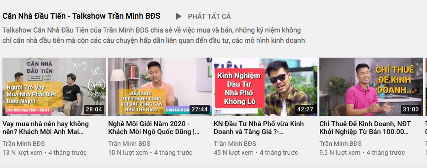 Đầu tư bất động sản hiệu quả với kênh youtube Trần Minh BĐS 3