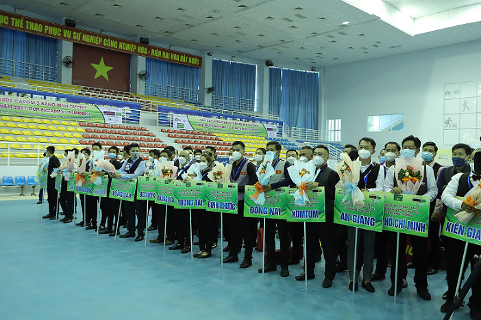 Toàn cảnh khai mạc Giải billiards carom 3 băng Bình Dương 1