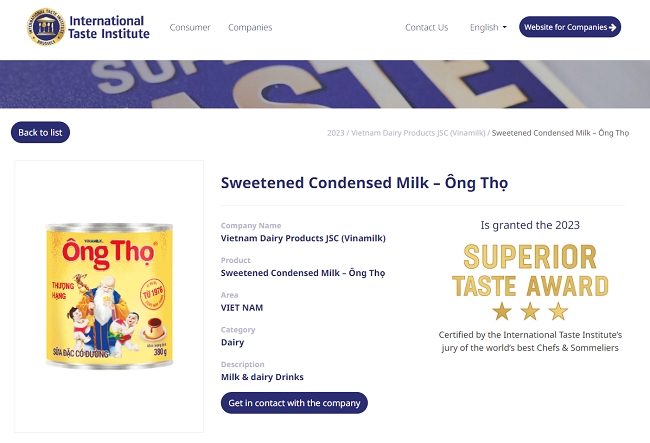 Vinamilk - Thương hiệu sữa Việt Nam đầu tiên có sản phẩm đạt 3 sao từ giải thưởng Superior Taste Award 1