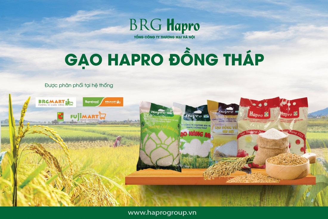 sản phẩm gạo Hapro Đồng Tháp được thu hoạch, chế biến, đóng gói lại Nhà máy xay sát và chế biến gạo xuất khẩu của Hapro đặt tại huyện Lai Vung, tỉnh Đồng Tháp – vựa lúa lớn nhất của Đồng bằng Sông Cửu Long