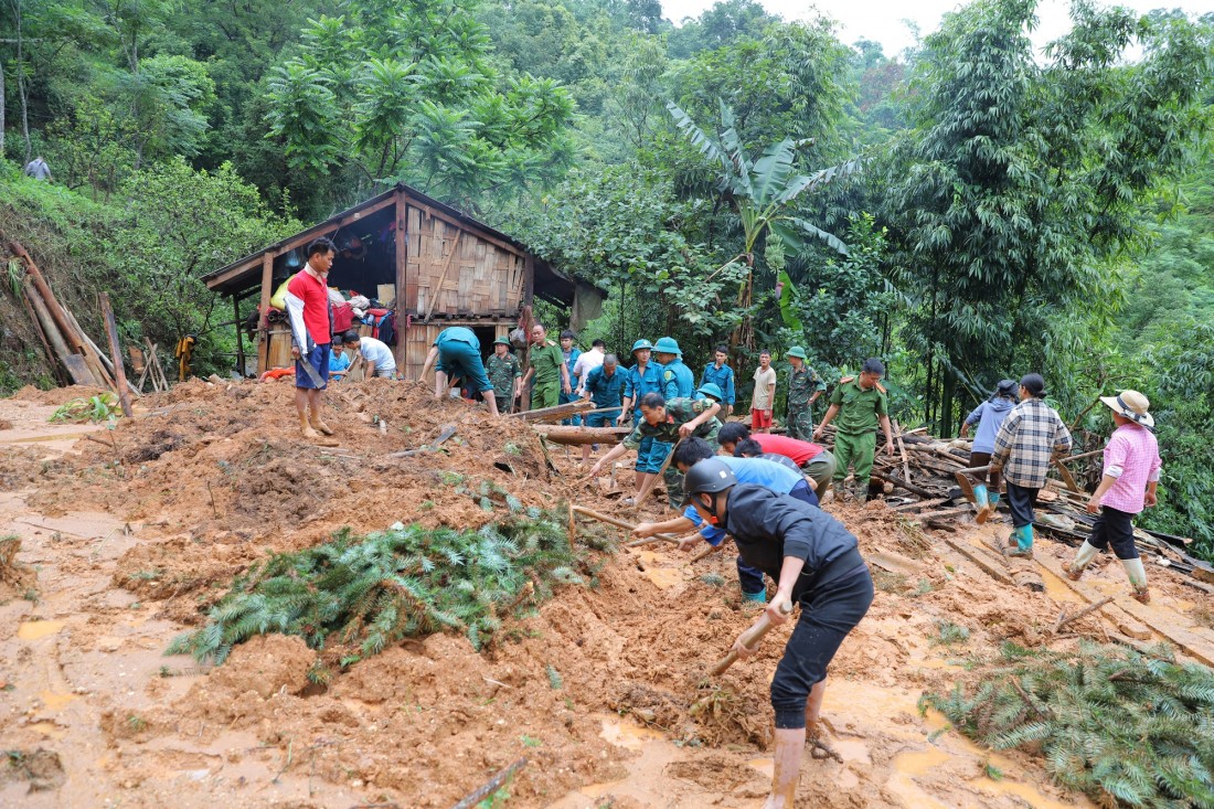 Sạt lở đất ở Hà Giang khiến 4 người trong 1 gia đình thương vong. Trong ảnh là hiện trường vụ sạt lở. Ảnh: Hoàng Tính