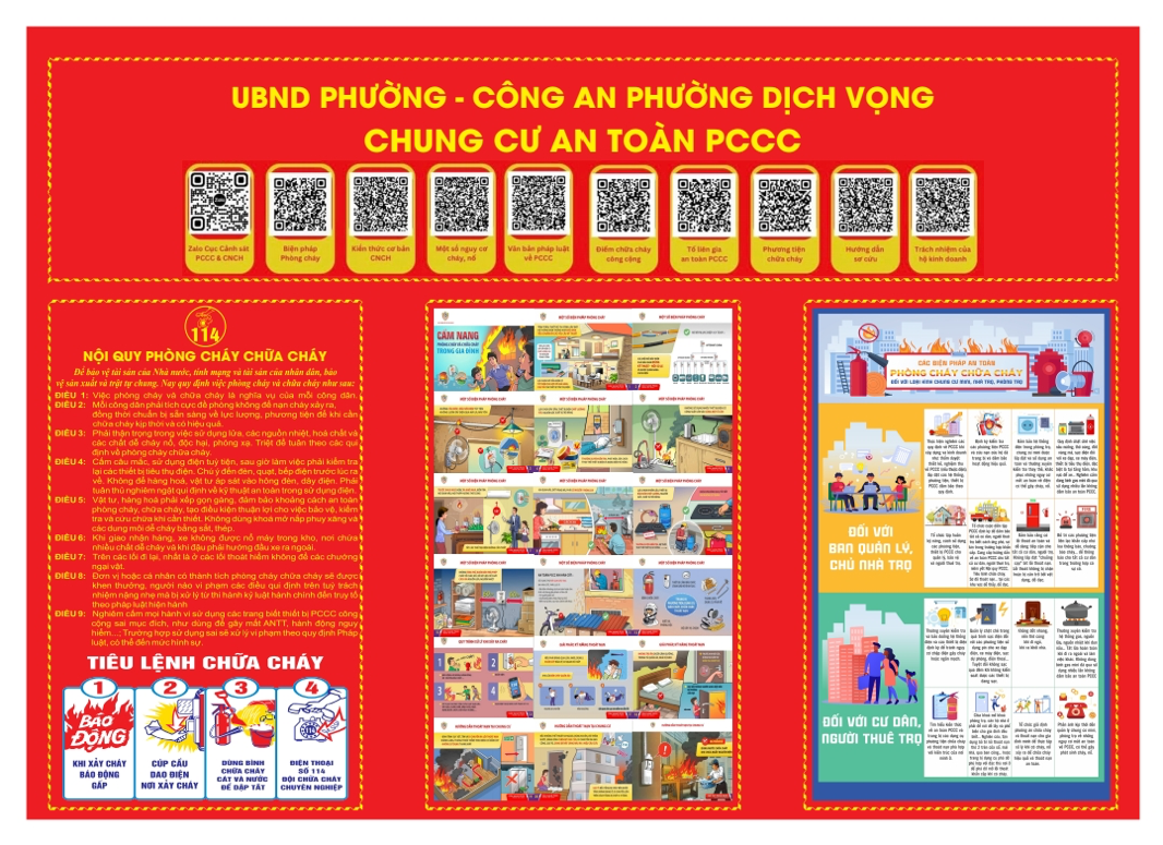 Tờ tuyên truyền kèm các mã QR Code hướng dẫn công tác đảm bảo PCCC