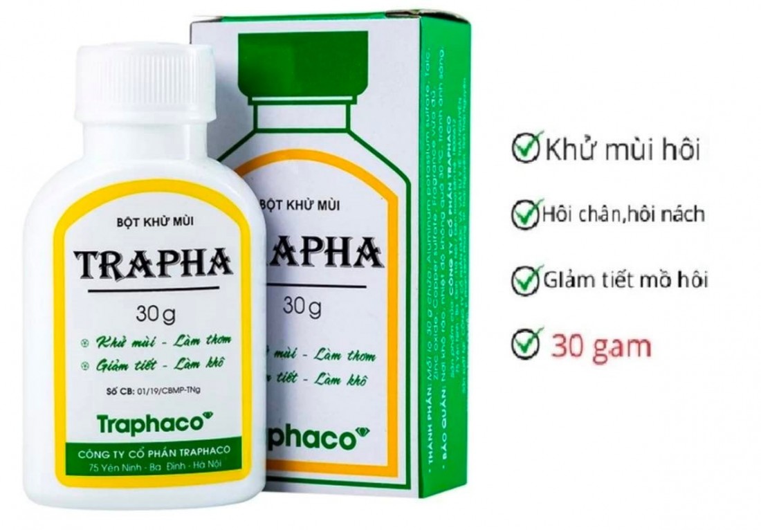 Thu hồi trên toàn quốc lô sản phẩm bột khử mùi Trapha - hộp 1 chai 30g (Số lô: 2823, NSX: 18/9/23, HSD: 18/9/26, số công bố: 01/19/CBMP-TNg.