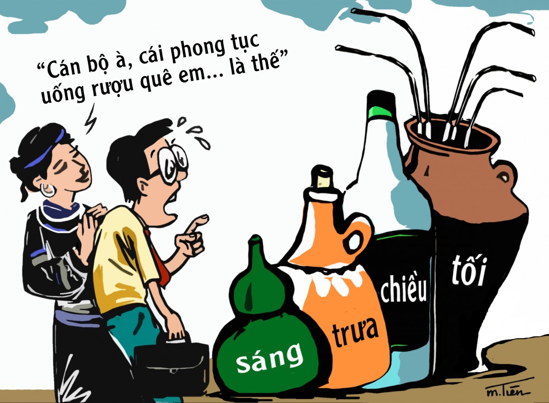 Trong những dịp lễ tết, bữa tiệc,… một điều hiển nhiên không thể phủ nhận là phải có rượu, bia. Tranh minh họa: Mạnh Tiến