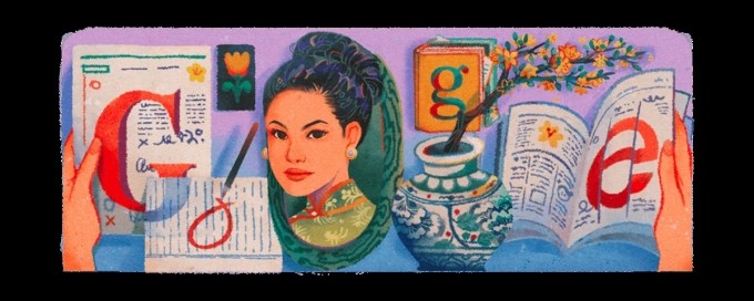 Bức vẽ Sương Nguyệt Anh trên Google Doodle.