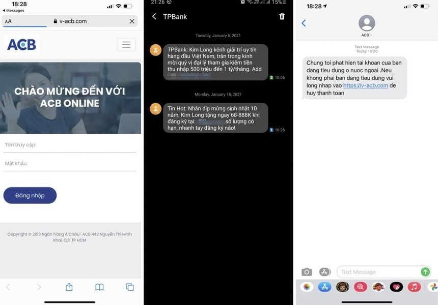 SMS Brandname giả mạo ngân hàng đã và đang lộng hành cũng như khiến nhiều nạn nhân thiệt hại tài sản. Ảnh: Zing