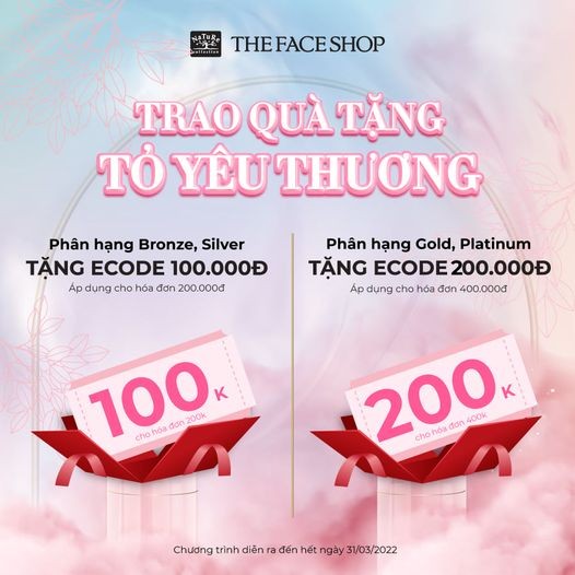 Chương trình ưu đãi tại The Faceshop. 