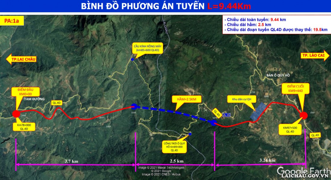 Bình đồ phương án tuyến đường sẽ thực hiện. 