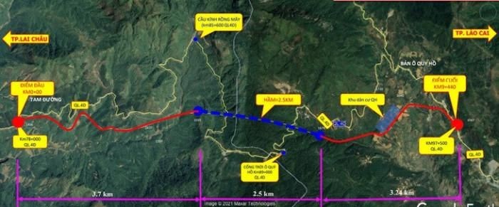 Vị trí thực hiện dự án hầm đường bộ Hoàng Liên - Nguồn: laichau.gov.vn