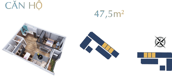 Thiết kế căn hộ VCI Tower 1 - 3 phòng ngủ.