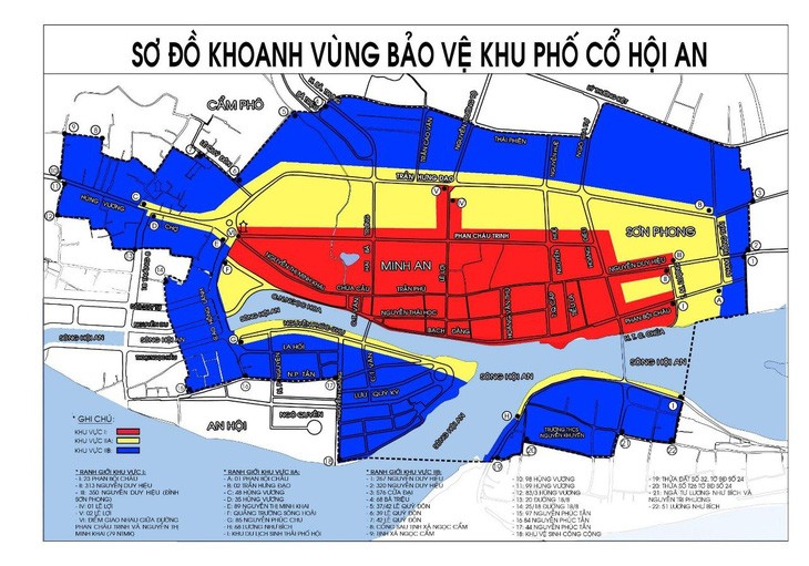 Khu vực 1 vùng khoanh đỏ là nơi khách mua vé để vào tham quan - Ảnh: Di sản văn hóa Hội An.