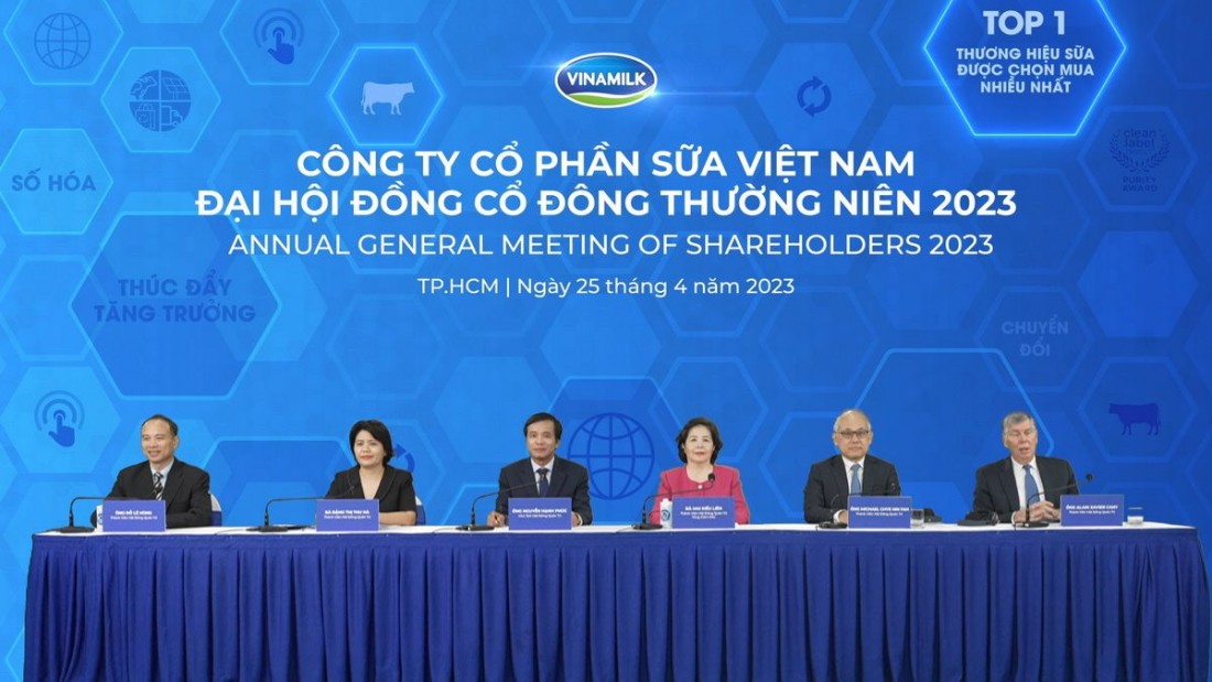 Buổi đại hội diễn ra theo hình thức trực tuyến. Ảnh: Vinamilk