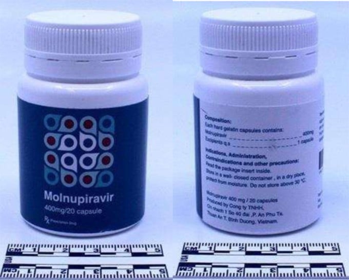 Hình ảnh thuốc giả Molnupiravir phát hiện tại Thụy Sỹ. Ảnh: Cục Quản lý Dược.