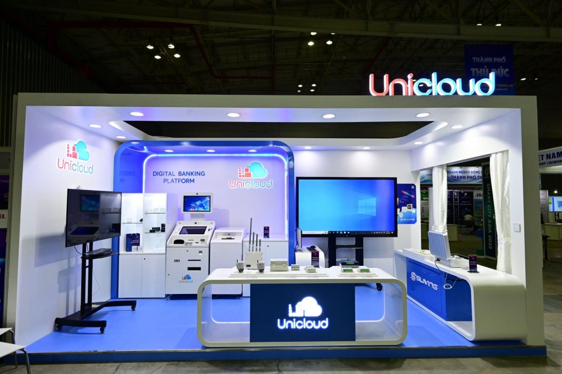 Không gian triển lãm của Unicloud tại sự kiện.
