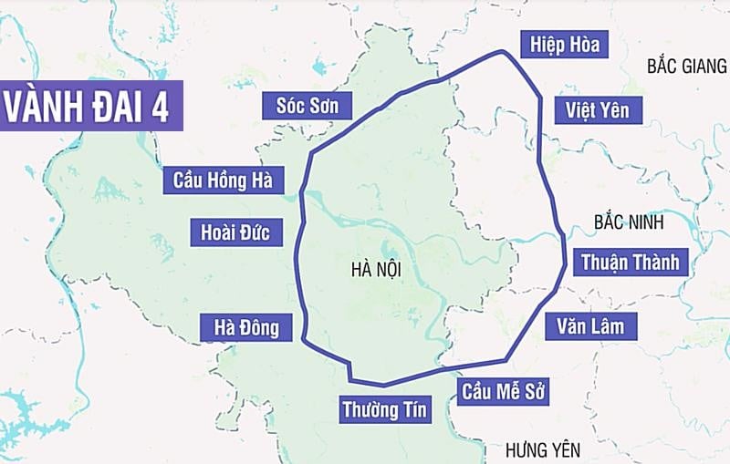 Sơ đồ quy hoạch đường Vành đai 4. Ảnh minh họa