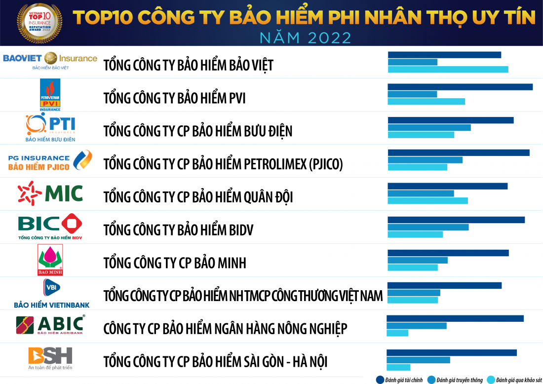 Nguồn: Vietnam Report, Top 10 Công ty bảo hiểm uy tín năm 2022, tháng 7/2022