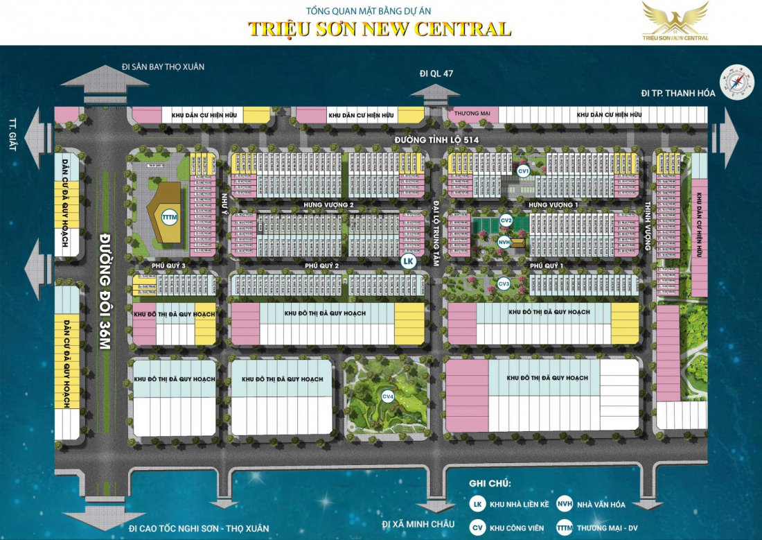 Phối cảnh mặt bằng Khu dân cư Triệu Sơn New Central