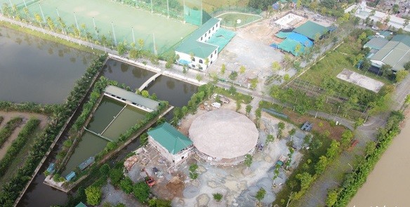Toàn cảnh dự án nuôi cá rô phi Israel công nghệ cao tại xã Hưng Mỹ, huyện Hưng Nguyên đang bị UBND tỉnh Nghệ An