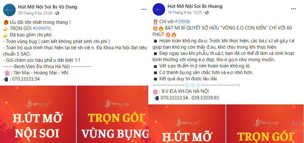 Hai fanpage mạo danh Bệnh viện Đa khoa Sài Gòn. 