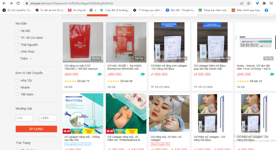 Loạn giá nâng mũi chỉ collagen tại các cơ sở thẩm mỹ