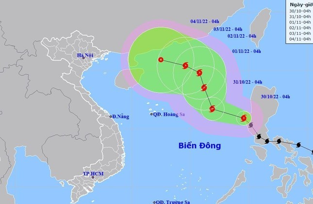 Đường đi của cơn bão số 7. (Nguồn: Trung tâm Dự báo Khí tượng Thủy văn Quốc gia)