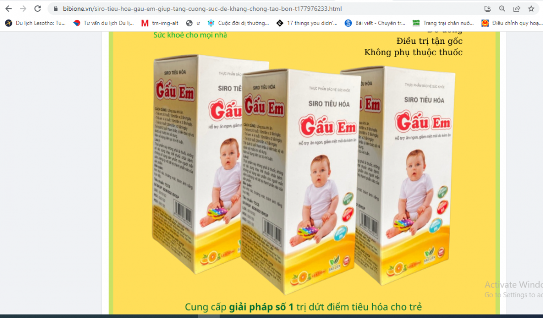 ản phẩm Siro Tiêu hoá Gấu em cũng được quảng cáo giúp tăng cường sức đề kháng - chống táo bón. Cung cấp giải pháp số 1 trị dứt điểm tiêu hóa cho trẻ.