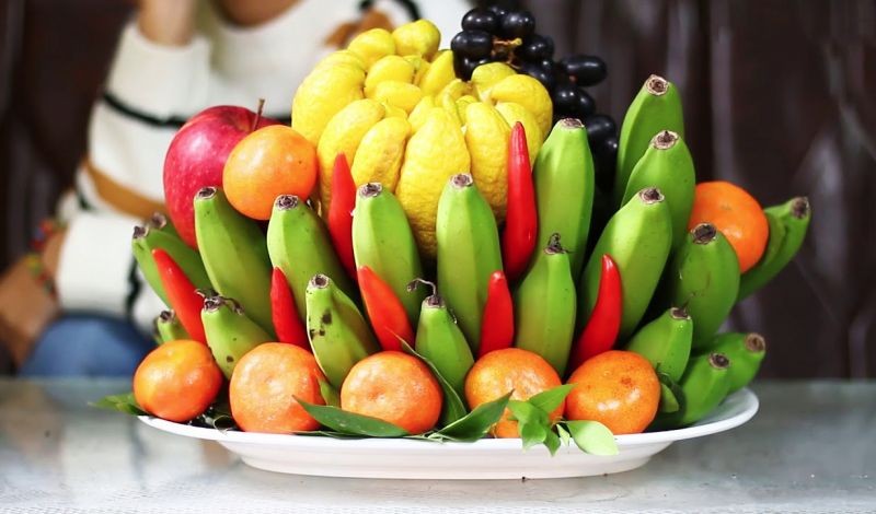 Mâm ngũ quả miền Bắc trong ngày Tết. 