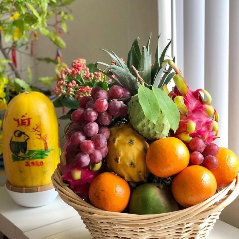 Mâm ngũ quả của miền Trung vào ngày Tết. 