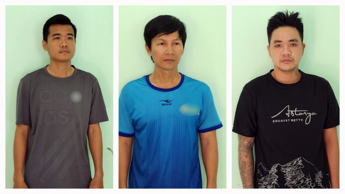 3 bị can: Lê Huy An, Phạm Ngọc Hiệp và Trần Thanh Tùng (bên trái qua). Ảnh: Công an cung cấp
