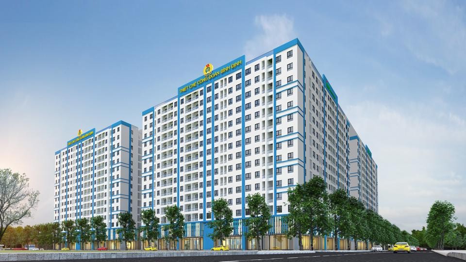 Phối cảnh dự án nhà ở thuộc quy hoạch khu thiết chế công đoàn tỉnh Bình Định. 