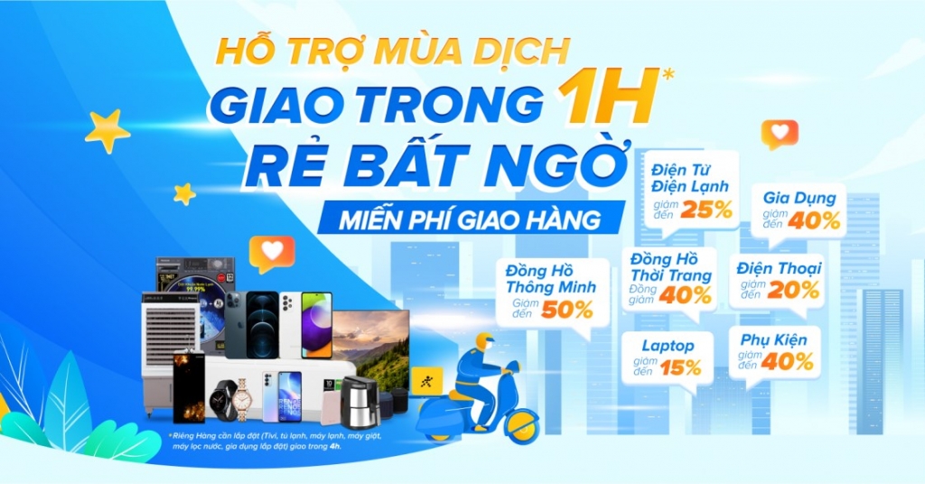 Điện máy Xanh “Giao nhanh 1h rẻ bất ngờ, miễn phí giao hàng” 