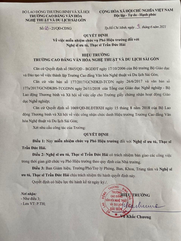 miễn nhiệm chức vụ Phó Hiệu trưởng sau những lùm xùm trên mạng xã hội
