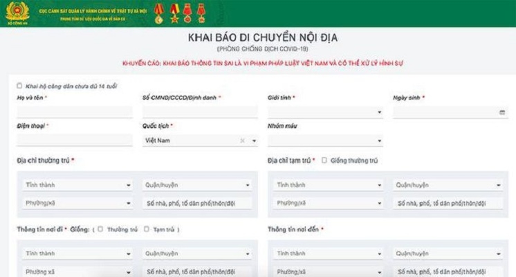 Bộ Công an triển khai thí điểm hệ thống khai báo di chuyển nội địa