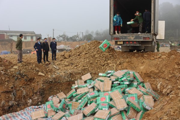Đội Quản lý thị trường số 7 và lực lượng chức năng giám sát tiêu hủy tang vật vi phạm