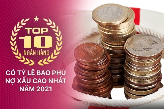 Top 10 ngân hàng có tỷ lệ bao phủ nợ xấu cao nhất năm 2021