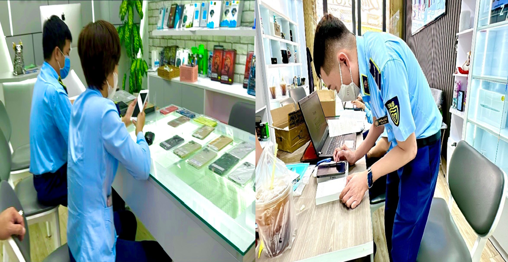 Đội QLTT số 4 đang kiểm tra hàng hóa tại cơ sở