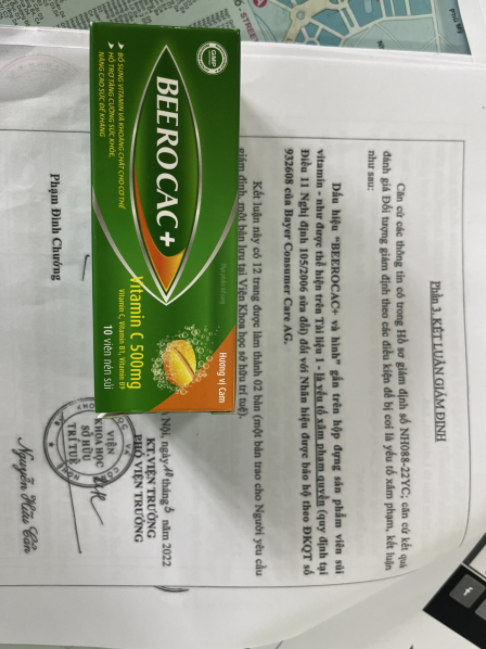 Kết luận giám định đối với những hộp Vitamin BEEROCAC+.