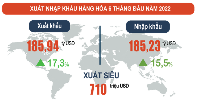 Từ đầu năm đến nay, kim ngạch xuất khẩu ước đạt 185,94 tỷ USD, tăng 17,3% so với cùng kỳ năm trước