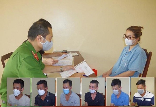 Nhóm đối tượng tại cơ quan công an. Ảnh: CACC