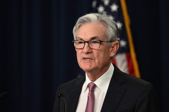 Chủ tịch Fed Jerome Powell trong một cuộc họp báo. Ảnh: AFP