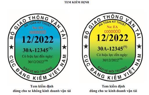 Mẫu tem kiểm định xe ô tô mới từ 1/10/2021 