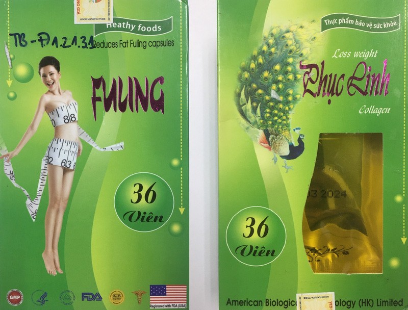 Sản phẩm thực phẩm bảo vệ sức khỏe Phục linh Collagen phát hiện chứa chất cấm. Ảnh: VFA