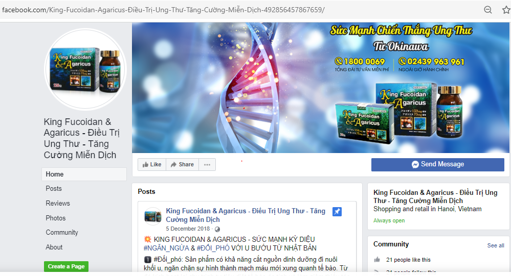 Trang Facebook có dấu hiệu sai phạm về quảng cáo