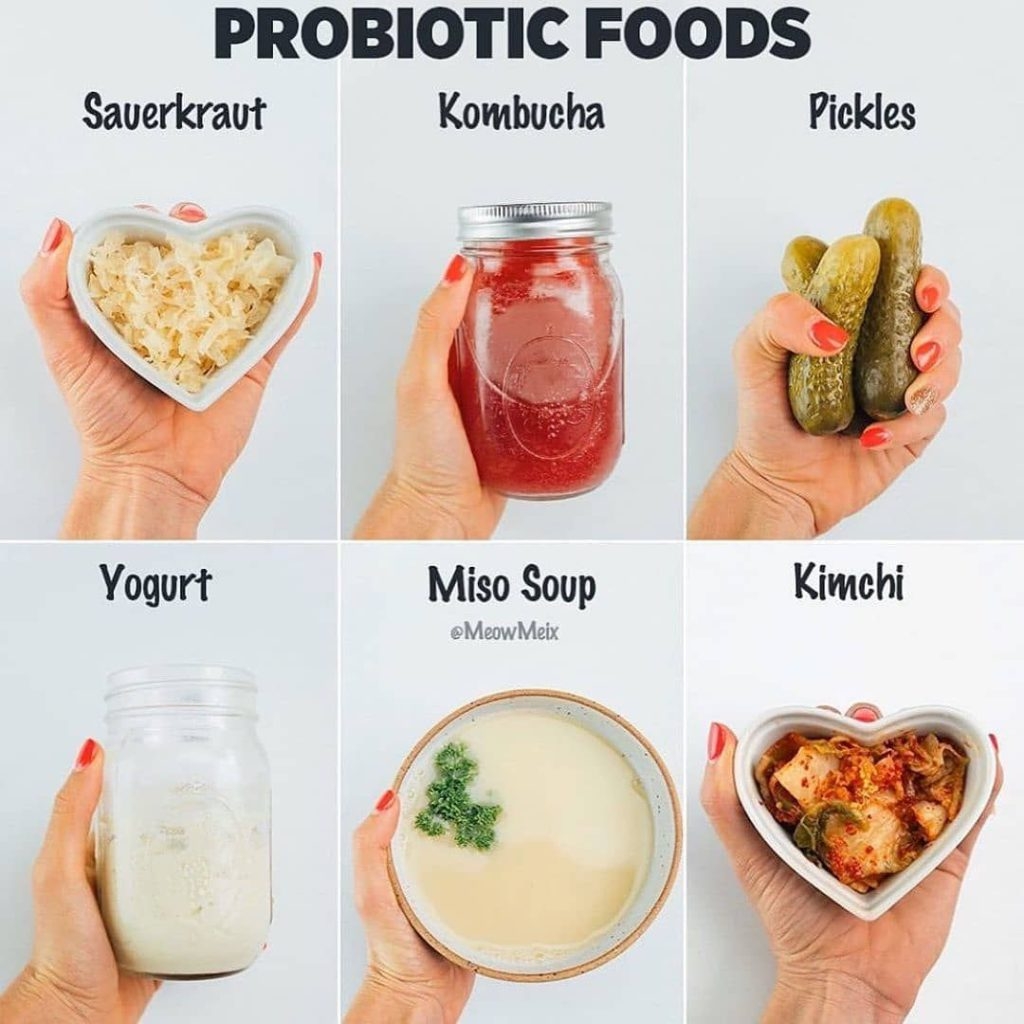 Probiotics có nhiều trong thực phẩm lên men như sữa chua, kombucha, kim chi...