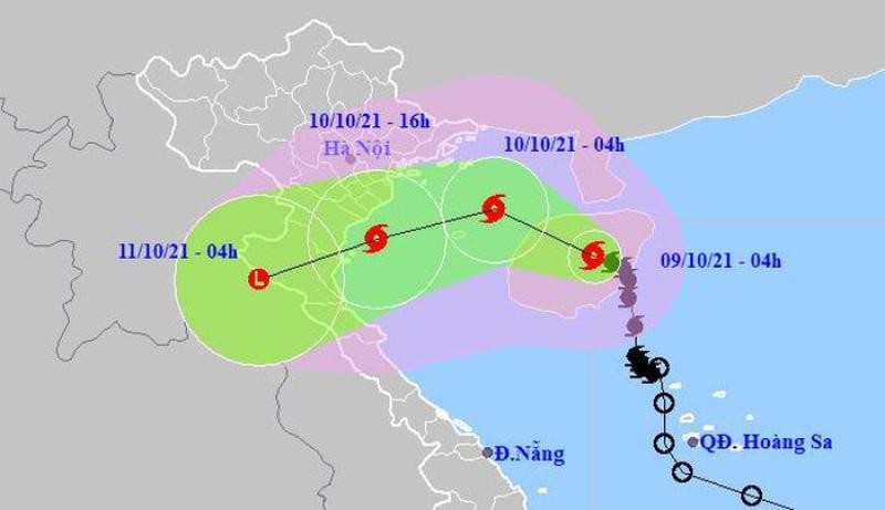 Vị trí tâm bão.