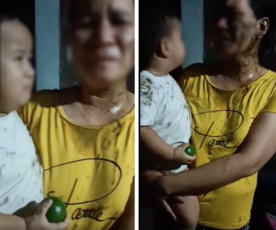 Hình ảnh mẹ con bà G. người lấm lem chất thải và cậu bé 2 tuổi khóc nức nở khiến cư dân mạng phẫn nộ vì hành động nhẫn tâm của chủ nợ.