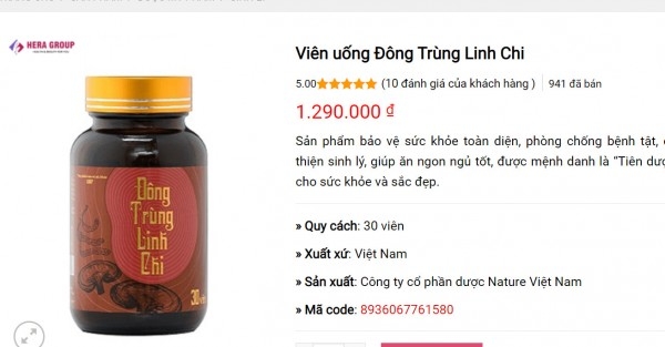 trên một số trang web như myphamhera.com, dongtrunglinhchi.vn cũng đã quảng cáo nhiều thông tin sai sự thật, cho rằng đây là “tiên dược cho sức khỏe” với rất nhiều công dụng khác nhau: “Đông Trùng Linh Chi là sự kết hợp hoàn hảo giữa Đông và Tây Y, có nhiều công dụng vượt trội so với các sản phẩm khác, gọi là tiên dược trong việc hỗ trợ phòng ngừa đột quỵ và tai biến mạch máu não, được các bác sĩ và chuyên gia khuyên dùng; Chống suy nhược hệ thần kinh, giảm căng thẳng, định thần giúp ăn ngon, ngủ tốt; Detox cơ thể, tăng cường tuyến bài tiết thải độc ra ngoài, làm giảm mụn, ngăn ngừa sạm nám da; Tăng cường hệ miễn dịch, chống lại các tế bào gốc tự do, bảo vệ tế bào gan, hỗ trợ trong quá trình điều trị ung thư; Tăng cường hệ tiêu hóa, giảm đau dạ dày, ổn định đường huyết, hỗ trợ trị tiểu đường; Giảm cholesterol, chống xơ vữa động mạch, chống đột quỵ, ngăn ngừa các bệnh về huyết áp, tim mạch; Giúp tăng cường sinh lý, chống mệt mỏi, lãnh cảm, hỗ trợ điều trị khô hạn và xuất tinh sớm”.
