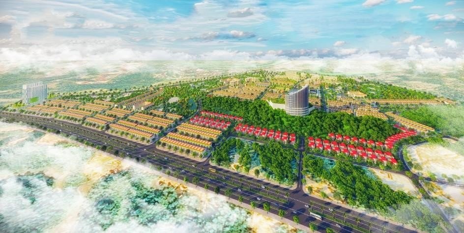 Phối cảnh tổng thể dự án Khu đô thị Bắc Sông Hiến. 
